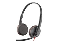 Poly Blackwire 3225 - 3300 Series - headset - på örat - kabelansluten - USB, 3,5 mm kontakt - svart - Skype-certifierat, Cisco Jabber-certifierad, Avaya-certifierad 80S11AA