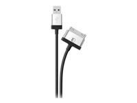 Belkin ChargeSync Cable - Laddnings-/datakabel - Samsung 30-stifts dockningskontakt hane till USB hane - 1 m - svart - för Samsung Galaxy Tab, Tab WiFi F8J126BT1M-BLK