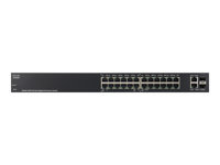Cisco Small Business Smart SG200-26 - Switch - Administrerad - 24 x 10/100/1000 + 2 x kombinations-Gigabit SFP - skrivbordsmodell, rackmonterbar SLM2024T-EU
