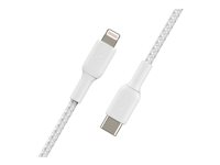 Belkin BOOST CHARGE - Lightning-kabel - 24 pin USB-C hane till Lightning hane - 1 m - vit - USB-strömförsörjning (18W) CAA004BT1MWH