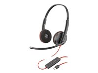 Poly Blackwire C3220 - Blackwire 3200 Series - headset - på örat - kabelansluten - USB-C - svart - Skype-certifierat, Avaya-certifierad, Cisco Jabber-certifierad 80S07A6