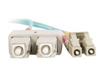 C2G LC-SC 10Gb 50/125 OM3 Duplex Multimode PVC Fiber Optic Cable (LSZH) - Nätverkskabel - SC-läge (multi-mode) (hane) till LC multiläge (hane) - 10 m - fiberoptisk - duplex - 50/125 mikron - OM3 - halogenfri - havsblå 85536