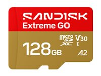 SanDisk Extreme Go - Flash-minneskort - 128 GB - A2 / Video Class V30 / UHS-I U3 - microSDHC UHS-I SDSQXGN-128G-GN6MN