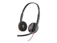 Poly Blackwire 3220 - 3200 Series - headset - på örat - kabelansluten - USB-A - svart - Skype-certifierat, Avaya-certifierad, Cisco Jabber-certifierad (paket om 50) 80S02A6