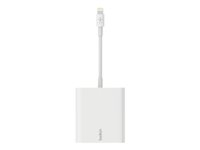 Belkin Ethernet + Power Adapter with Lightning Connector - Nätverksadapter - Lightning - 10/100 Ethernet (PoE) x 1 - vit - för Apple 10.5-inch iPad Pro; 12.9-inch iPad Pro; 9.7-inch iPad; 9.7-inch iPad Pro; iPad Air 2 B2B165BT