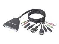 Belkin 2-Port KVM Switch with Audio Support and Built-In Cabling - Omkopplare för tangentbord/video/mus/ljud - 2 x KVM/ljud - 1 lokal användare - skrivbordsmodell F1DL102PEA
