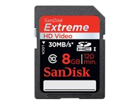SanDisk Extreme - Flash-minneskort - 8 GB - UHS Class 1 / Class10 - 200x - SDHC UHS-I SDSDX-008G-X46