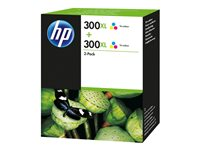 HP 300XL - 2-pack - Lång livslängd - färg (cyan, magenta, gul) - original - bläckpatron - för Deskjet F4210, F4213, F4230, F4235, F4250, F4273, F4274, F4275, F4283, F4288, F4292, F4293 D8J44AE