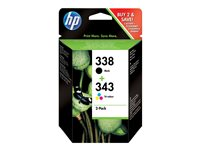 HP 338/343 - 2-pack - svartfärgad, färg (cyan, magenta, gul) - original - blister - bläckpatron - för Officejet 100, 150; Photosmart C4210, C4272, C4340, C4385, C4390, D5360, D5363, D5368 SD449EE#301