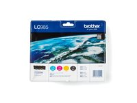 Brother LC985VALBPDR - 4-pack - svart, gul, cyan, magenta - original - blister - bläckpatron - för Brother DCP-J140W, DCP-J315W, DCP-J515W, MFC-J410 LC985VALBPDR