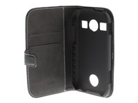 Insmat Exclusive - Skydd för mobiltelefon - läder - svart - för Samsung Galaxy Xcover 2 650-2073