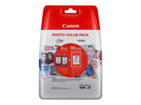 Canon PG-545 XL/CL-546XL Photo Value Pack - 2-pack - Lång livslängd - svart, färg (cyan, magenta, gul) - original - 100 x 150 mm 50 ark blister - bläckpatron/papperssats - för PIXMA TR4551, TR4650, TR4651, TS3350, TS3351, TS3352, TS3355, TS3450, TS3451, TS3452 8286B006