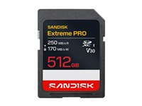 SanDisk Extreme PRO - Flash-minneskort - 512 GB - Video Class V30 / UHS-I - SDXC UHS-I SDSDXXJ-512G-GSCIN