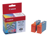 Canon BCI-24 Colour Twin Pack - 2-pack - färg (cyan, magenta, gul) - original - bläcktank - för i45X; MultiPASS MP390; PIXMA iP1000, iP1500, iP2000, MP110, MP130; S200; SmartBase MP360 6882A009