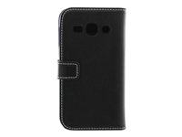 Insmat Exclusive - Skydd för mobiltelefon - läder - svart - för Samsung Galaxy Ace 3 650-2064