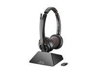 HP Poly Savi 8220 - Savi 8200 series - headset - på örat - DECT / Bluetooth - trådlös - USB-A via Bluetooth-adapter - svart - UC-certifierad, Certifierad för Microsoft-teams 8D3F5AA#ABB