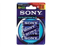 Sony Stamina Plus AM3B4X2A - Batteri 4 x AA-typ - alkaliskt - med 2 x AAA-batterier AM3B4X2A