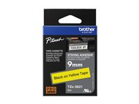 Brother TZe-S621 - Extrastark häftning - svart på gult - Rulle (0,9 cm x 8 m) 1 kassett(er) bandlaminat - för Brother PT-D210, D600, H110, H200; P-Touch PT-D200, D450, E550, H107, H110, H200, P900 TZES621