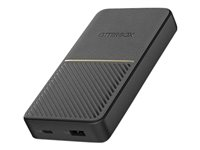 OtterBox - Power bank - 15000 mAh - 18 Watt - 3 A - PD 3.0, QC 3.0, Fast Charge, Apple Fast Charge, AFC, Huawei Fast Charge, PE 2.0+, SFCP, USB BC 1.2 - 2 utdatakontakter (USB, USB-C) - på kabel: USB-C - skymningssvart 78-80691