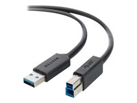 Belkin SuperSpeed USB 3.0 Cable - USB-kabel - USB typ A (hane) till USB Type B (hane) - USB 3.0 - 3 m - formpressad - vit F3U159CP3MWHT