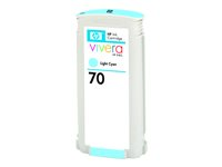 HP 70 - 130 ml - ljus cyan - original - DesignJet - bläckpatron - för DesignJet HD Pro MFP, T120, Z2100, Z3100, Z3100ps, Z3200, Z3200ps, Z5200, Z5400 C9390A