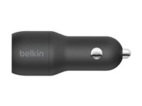 Belkin BoostCharge Dual Charger - Strömadapter för bil - 24 Watt - 4.8 A - 2 utdatakontakter (USB) - på kabel: Micro-USB - svart CCE002BT1MBK