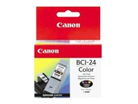 Canon BCI-24C - Gul, cyan, magenta - original - bläcktank - för i45X; MultiPASS MP390; PIXMA iP1000, iP1500, iP2000, MP110, MP130; S200; SmartBase MP360 6882A002