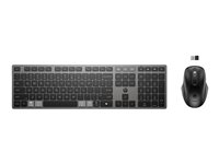 HP 725 - Sats med tangentbord och mus - flera enheter, uppladdningsbar, drivs av SuperCapacitor - full size - trådlös - Bluetooth, 2.4 GHz - hela norden - svart kvällning - Smart Buy 9T5B0UT#UUW
