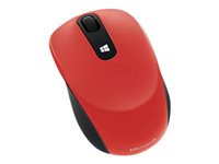 Microsoft Sculpt Mobile Mouse - Mus - höger- och vänsterhänta - optisk - 3 knappar - trådlös - 2.4 GHz - trådlös USB-mottagare - klarröd 43U-00025