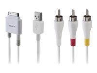 Belkin Audio and Video Cable - Video-/ljud-/data-/strömkabelsats - för Apple iPad/iPhone/iPod (Apple Dock) F8Z361EA06