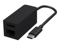 Microsoft Surface USB-C to Ethernet and USB Adapter - Nätverks-/USB-adapter - USB-C 3.1 - Gigabit Ethernet x 1 + USB 3.1 x 1 - svart - kommersiell - för Surface Go 2, Go 3, Pro 7 JWM-00003
