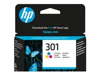 HP 301 - 3 ml - färg (cyan, magenta, gul) - original - blister - bläckpatron - för HP DeskJet 1000, 1010, 1050 AiO, 1050A AiO, 1510 AiO, 2000, 2050 AiO, 2050A AiO, 2510 AiO, 2540 AiO, 3000, 3050 AiO, 3050A eAiO, 3510 eAiO series, HP ENVY 4500 eAiO, 5530 eAiO series, HP OfficeJet 2620 AiO, 4630 eAiO series CH562EE#301