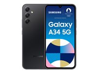 Samsung Galaxy A34 5G - 5G pekskärmsmobil - dual-SIM - RAM 6 GB / Internal Memory 128 GB - microSD slot - OLED-skärm - 6.6" - 2340 x 1080 pixlar (120 Hz) - 3 st. bakre kameror 48 MP, 8 MP, 5 MP - front camera 13 MP - awesome graphite SM-A346BZKAEUB