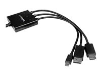 StarTech.com 2m 6 ft HDMI, DisplayPort or Mini DisplayPort to HDMI Converter Cable - HDMI, DP or Mini DP to HDMI Adapter Cable (DPMDPHD2HD) - Videokort - HDMI, DisplayPort, Mini DisplayPort hane till HDMI, Mikro-USB typ B (endast ström) - 2 m - svart - stöd för 4K DPMDPHD2HD