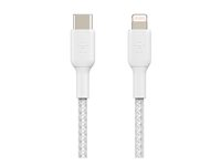 Belkin BOOST CHARGE - Lightning-kabel - 24 pin USB-C hane till Lightning hane - 2 m - vit - USB-strömförsörjning (18W) CAA004BT2MWH