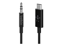 Belkin RockStar - Ljudkabel - 24 pin USB-C hane till mini-phone stereo 3.5 mm hane - 1.83 m - vit F7U079BT06-BLK