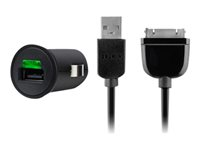 Belkin Micro Car Charger - Strömadapter för bil - 2.1 A (USB) - på kabel: 30-pin Samsung - för Samsung Galaxy Tab, Tab 10.1, Tab 10.1N, Tab 10.1V, Tab 7.0, Tab 7.7, Tab 8.9, Tab WiFi F8M114CW03