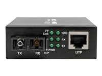 Eaton Tripp Lite Series Gigabit Singlemode Fiber to Ethernet Media Converter, SMF 10/100/1000 SC, 1310 nm, 20 km (12.4 mi.) - Fibermediekonverterare - 1GbE - 10Base-T, 100Base-TX, 1000Base-T - RJ-45 / SC enkelläge - upp till 20 km - 1310 nm N785-INT-SC-SM
