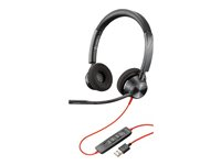 Poly Blackwire 3320-M - Blackwire 3300 series - headset - på örat - kabelansluten - USB-A - svart - Certifierad för Microsoft-teams 76J17AA
