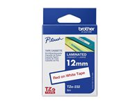 Brother TZe-232 - Standardlim - rött på vitt - Rulle (1,2 cm x 8 m) 1 kassett(er) bandlaminat - för Brother PT-P750, PT-P950; P-Touch PT-D210, PT-D800, PT-H500; P-Touch Cube Plus PT-P710 TZE232