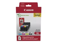 Canon CLI-551XL C/M/Y/BK Photo Value Pack - 4-pack - 11 ml - XL - gul, cyan, magenta, svart - original - box - bläckbehållare / papperspaket - för MAXIFY MG6650; PIXMA iP8750, iX6850, MG5550, MG5650, MG6650, MG7550, MX725; PIXUS MG7550 6443B008