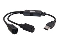 C2G Port Authority USB to Dual PS/2 Adapter - Adapter för tangentbord/mus - USB (hane) till PS/2 (hona) - 31 cm - svart 81644