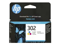 HP 302 - 4 ml - färg (cyan, magenta, gul) - original - bläckpatron - för Deskjet 1110, 21XX, 36XX; ENVY 45XX; Officejet 38XX, 46XX, 52XX F6U65AE#UUS