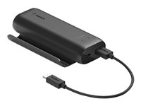 Belkin BoostCharge - Play Series - strömförsörjningsbank - 5000 mAh - 12 Watt - 2 utdatakontakter (USB, 24 pin USB-C) - på kabel: USB-C - svart BPZ001BTBK