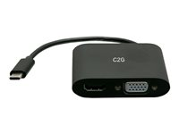 C2G USB C to HDMI & VGA Dual Monitor Adapter - 4K 30Hz - Black - Videokort - 24 pin USB-C hane till HDMI, HD-15 (VGA) hona - svart - 4K30Hz stöd C2G29830