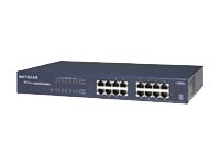 NETGEAR Plus JGS516PE - Switch - Administrerad - 8 x 10/100/1000 (PoE) + 8 x 10/100/1000 - skrivbordsmodell, rackmonterbar - PoE (85 W) JGS516PE-100EUS