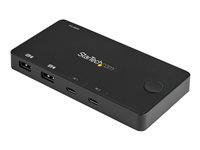 StarTech.com USB C KVM-switch med 2 portar - 4K 60 Hz HDMI - Kompakt UHD USB Type-C med dubbla portar Stationär dator Mini KVM-switch med USB C-kablar - Bussdriven - MacBook iPad Pro ThinkPad IdeaPad EliteBook - Omkopplare för tangentbord/video/mus/ljud - 2 x KVM/ljud - skrivbordsmodell SV211HDUC