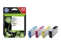 HP 364 - 4-pack - svart, gul, cyan, magenta - original - blister - bläckpatron - för Deskjet 35XX; Photosmart 55XX, 55XX B111, 65XX, 7510 C311, 7520, Wireless B110 N9J73AE#301