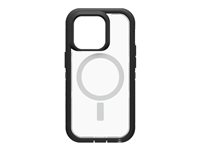 OtterBox Defender Series XT - Baksidesskydd för mobiltelefon - robust - med MagSafe - MagSafe-kompatibilitet - polykarbonat, syntetiskt gummi, 50 % återvunnen plast - svart, CrystalClear - för Apple iPhone 14 Pro 77-90148