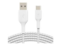 Belkin BoostCharge - USB-kabel - 24 pin USB-C (hane) till USB (hane) - 3 m - vit CAB002BT3MWH